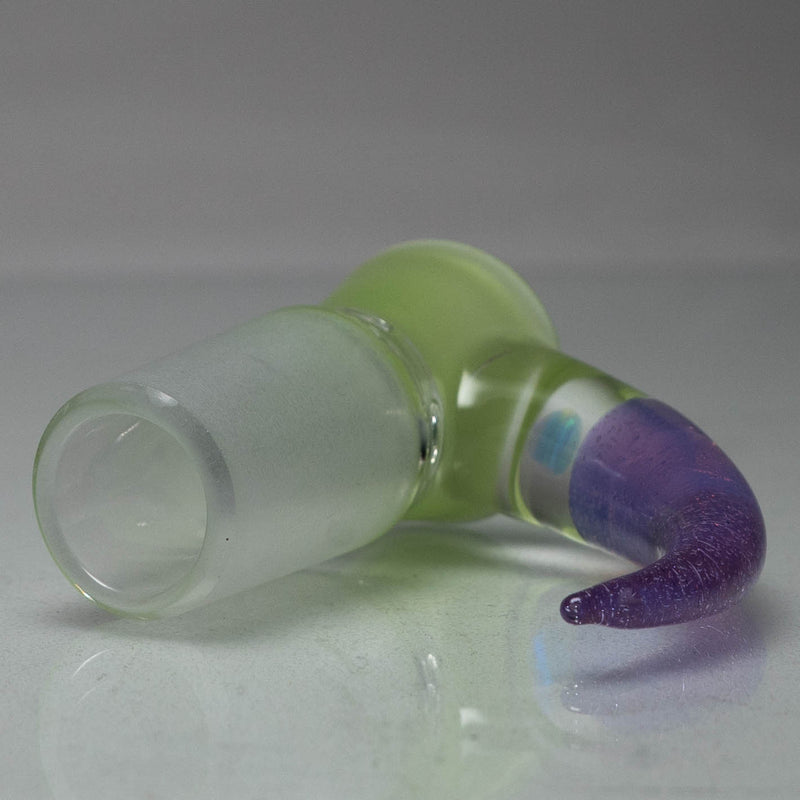 Unity Glassworks - 4 Hole Opal Horn Slide - 18mm - Lime Green Satin & Purple Slyme - The Cave