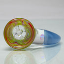 Unity Glassworks - 4 Hole Worked Opal Horn Slide - 18mm - Watermelon & Blue Satin - The Cave