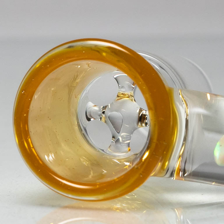 Unity Glassworks - 4 Hole Opal Horn Slide - 18mm - Thomas' Trans. Orange & Galaxy - The Cave