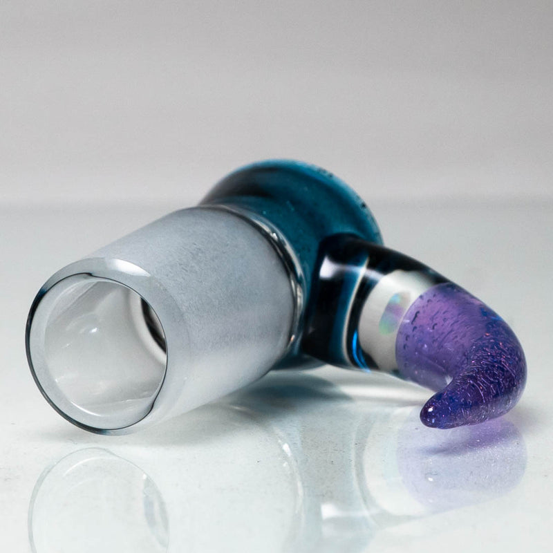 Unity Glassworks - 4 Hole Opal Horn Slide - 18mm - Blue Stardust & Pink Slyme - The Cave