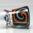 Unity Glassworks - 4 Hole Worked Opal Horn Slide - 18mm - Fire Ice & Blue Stardust - The Cave