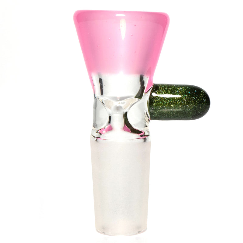 Unity Glassworks - Single Hole Martini Slide - 14mm - CFL Pastel Serum & Metal Fleck - The Cave