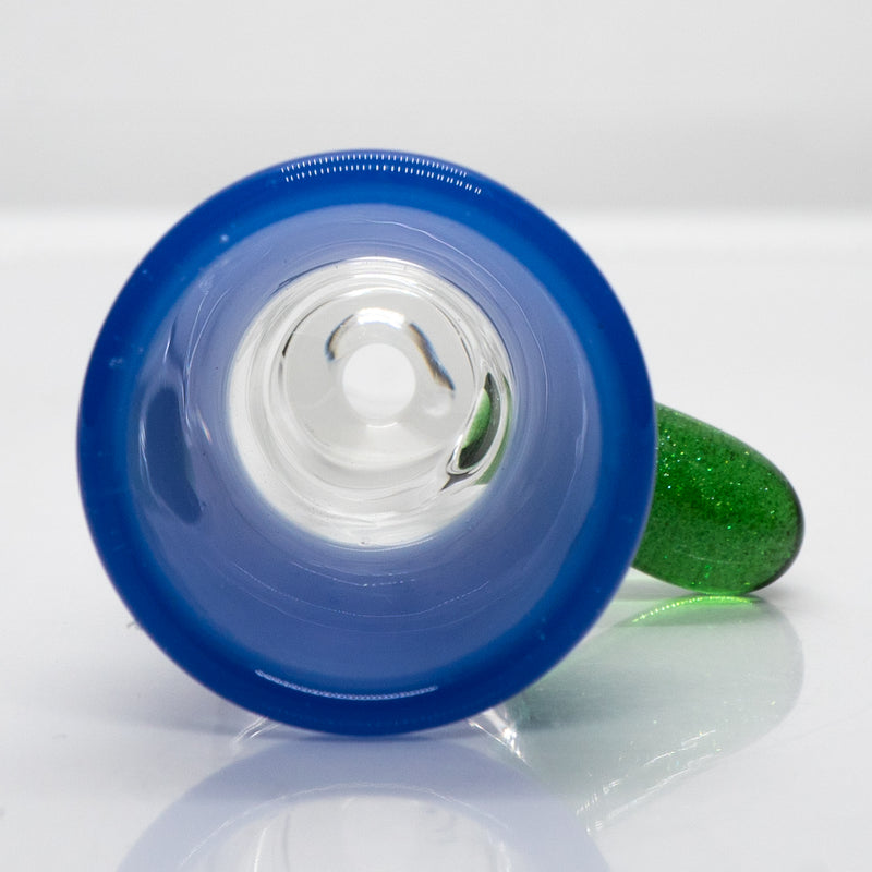 Unity Glassworks - Single Hole Martini Slide - 18mm - Baby Blue Cheese & Green Stardust - The Cave
