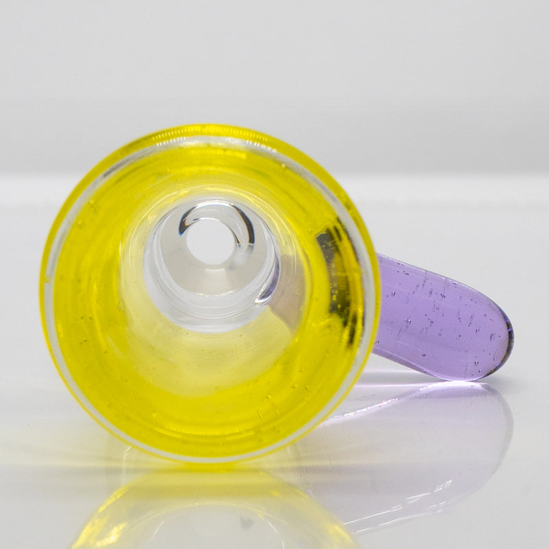 Unity Glassworks - Single Hole Martini Slide - 18mm - Citrine & Purple Rain - The Cave