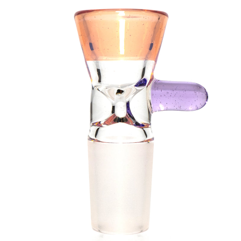 Unity Glassworks - Single Hole Martini Slide - 18mm - CFL Sunset Slyme & Purple Rain - The Cave