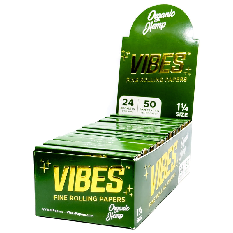 Vibes - 1.25 Organic Hemp - 50 Paper Booklet w/ Tips - 24 Pack Box - The Cave