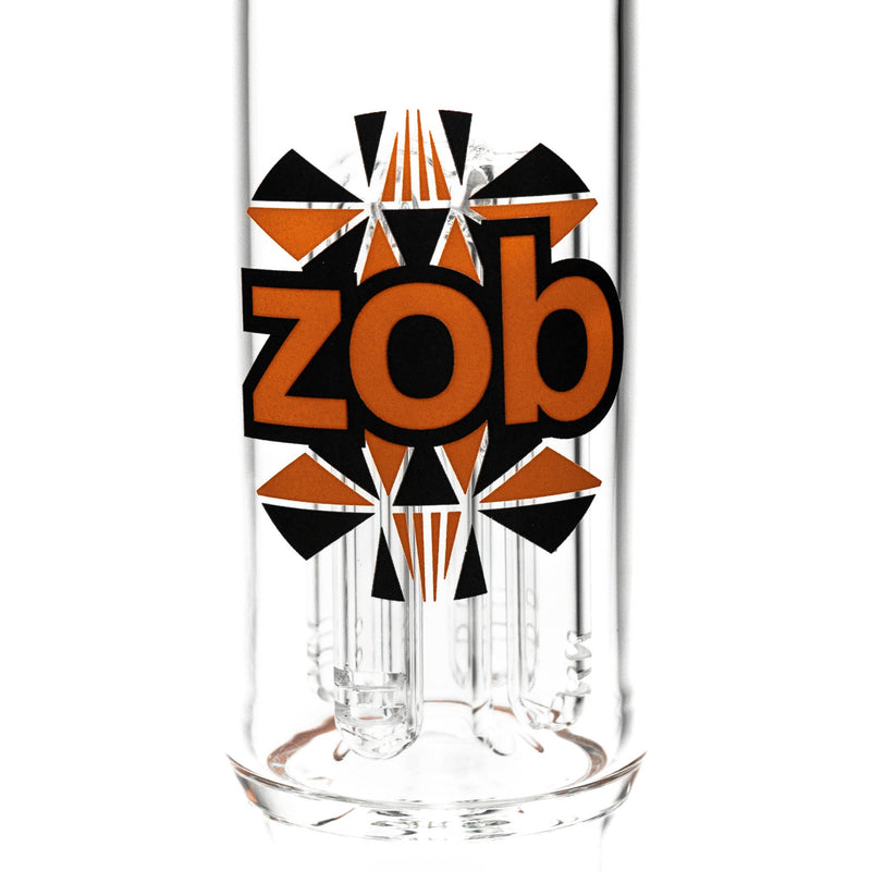 ZOB Glass - 15" Straight 4 Arm Tree Perc - Pyramids Label - Orange & Black - The Cave