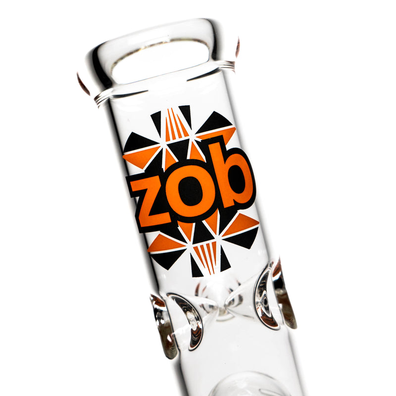 ZOB Glass - 15" Straight 4 Arm Tree Perc - Pyramids Label - Orange & Black - The Cave