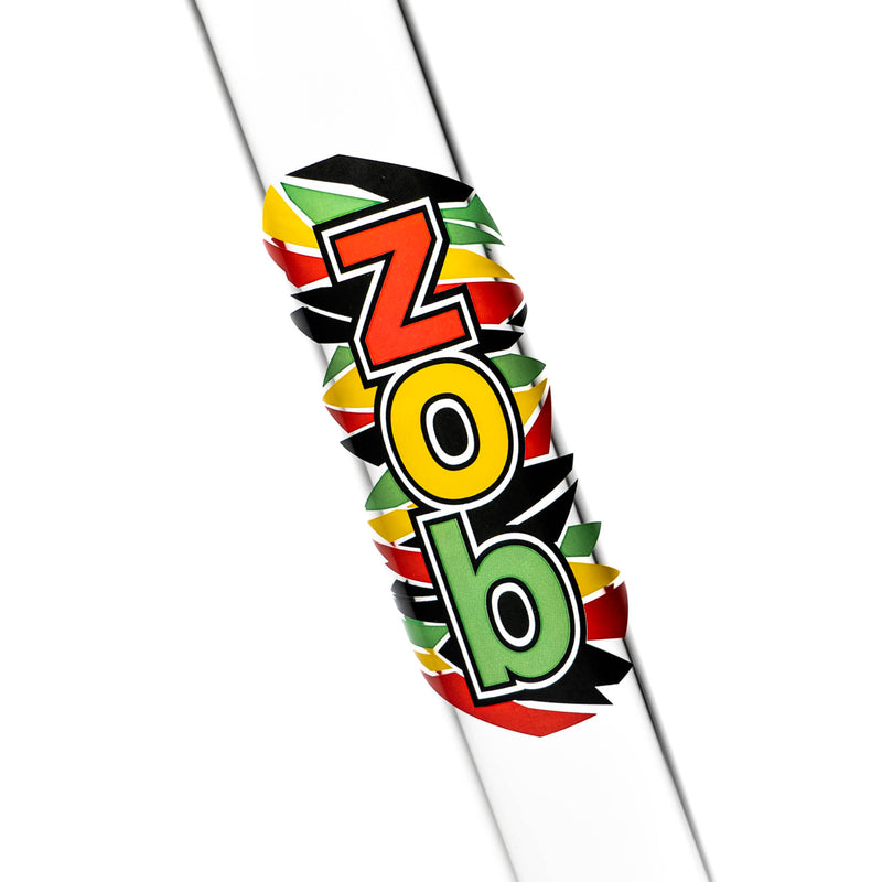 ZOB Glass - 18" Straight Fixed Circ Stem - Shattered Label - Rasta - The Cave