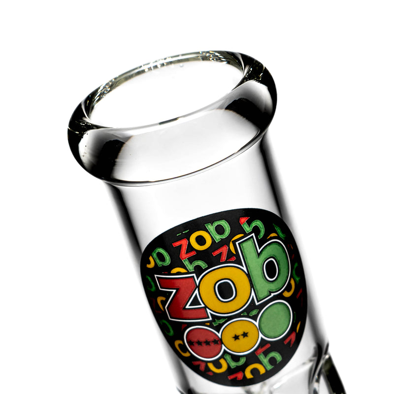 ZOB Glass - 16" Reduced Straight Zobello Perc - Oval Stars Label - Rasta - The Cave