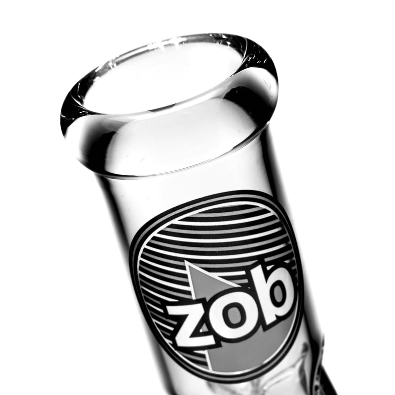 ZOB Glass - 16" Reduced Straight Zobello Perc - Striped Instrum Label - Black & White - The Cave