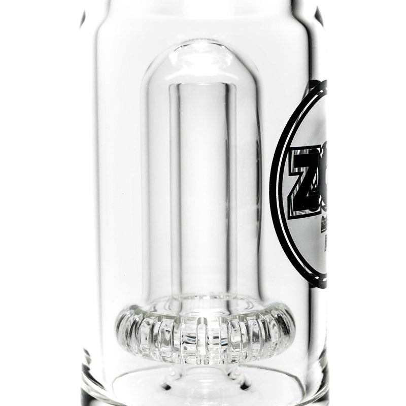 ZOB Glass - 18" Straight Zobello to UFO Perc - Circle Instrum Label - Black & White - The Cave
