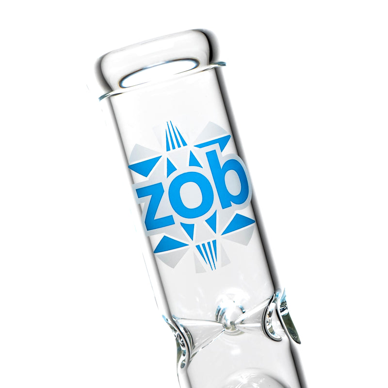 ZOB Glass - 18" Straight Zobello to 8 Arm Tree Perc - Pyramids Label - Blue & Sandblast - The Cave