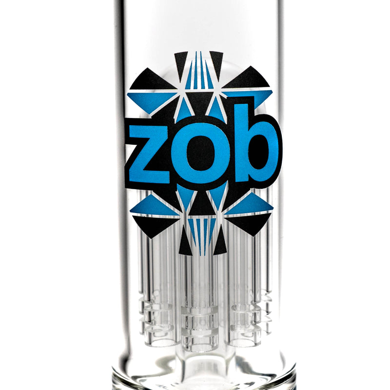ZOB Glass - 16" Straight Wubbler 8 Arm Tree Perc - Pyramids Label - Blue & Black - The Cave