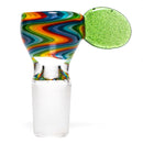 K2 Glass - Worked Snap Slide - 14mm - Rainbow Wag w/ Green Stardust Handle