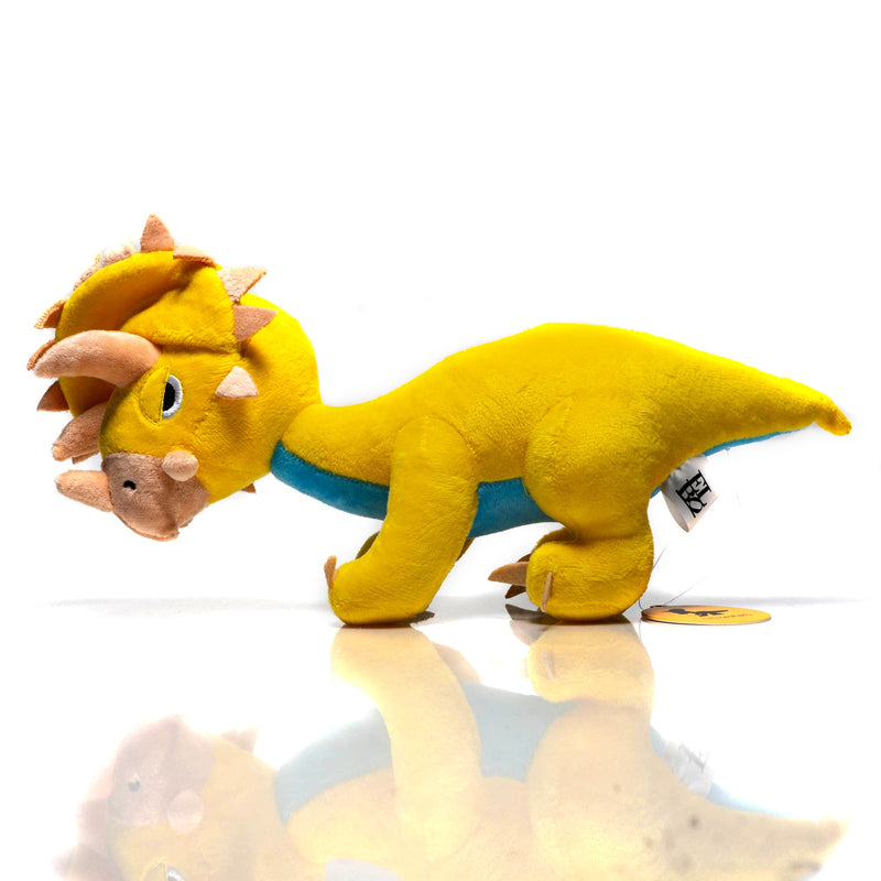 Elbo - Mini Plushie - Triceratops - Yellow & Blue - The Cave