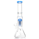 Shooters - 12" Tree Perc Diamond Base Beaker - Milky Blue Accent - The Cave