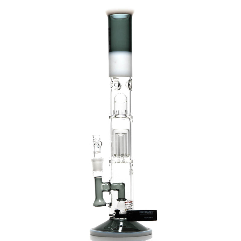 ROOR.US - 99 Series - 18” Fixed Straight w/ Barrel Perc - Smoke & White - Black & White Label - The Cave