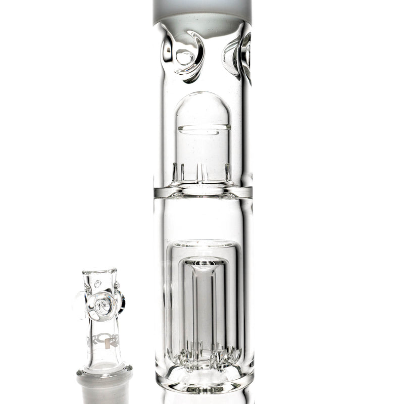 ROOR.US - 99 Series - 18” Fixed Straight w/ Barrel Perc - Smoke & White - Black & White Label - The Cave