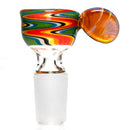 K2 Glass - Worked Snap Slide - 14mm - Fire & Earth Wag w/ Amber Purple Handle