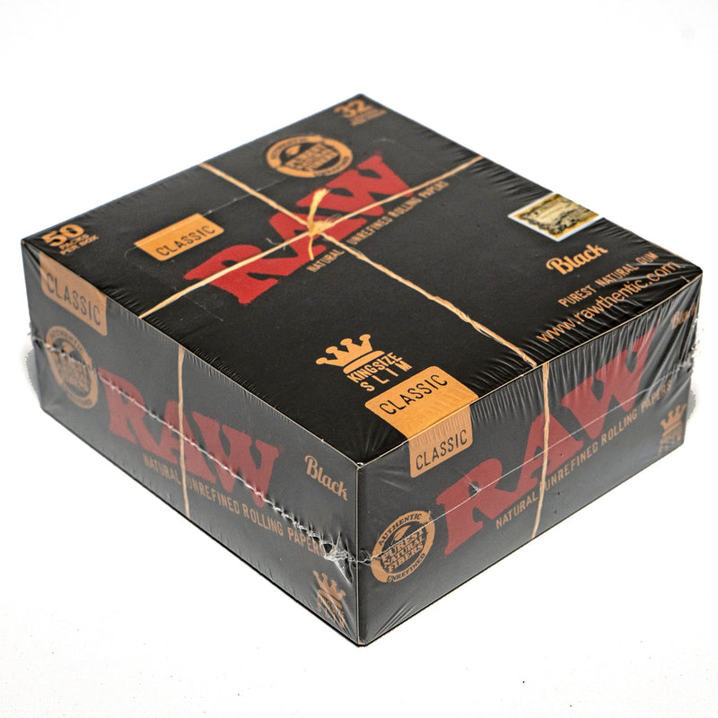 RAW - King Size Slim Black - 50 Pack Box - The Cave
