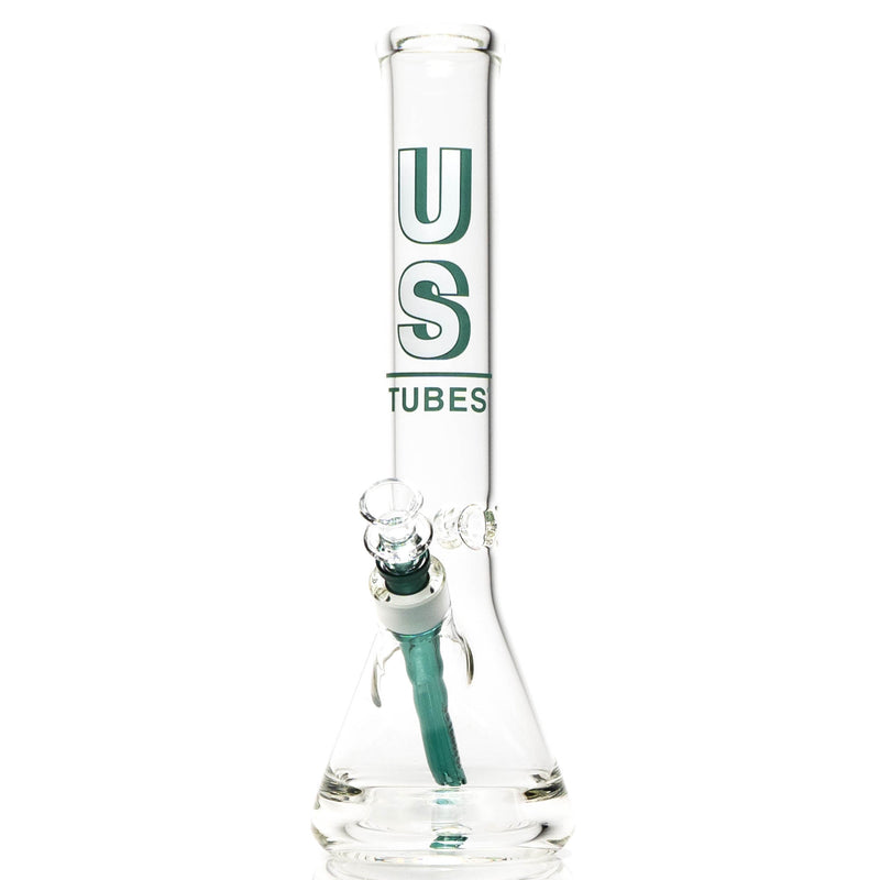 US Tubes - 14" Beaker 50x5 - Ice Pinch - Teal Shadow Label - The Cave