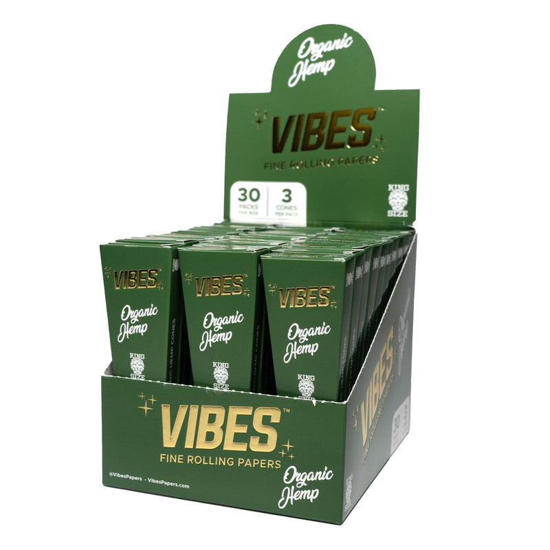 Vibes - King Size Organic Hemp - 3 Cones - 30 Pack Box - The Cave