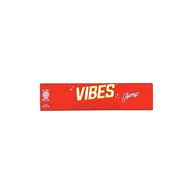Vibes - King Size Slim Hemp - 33 Paper Booklet w/ Tips - Single Pack - The Cave