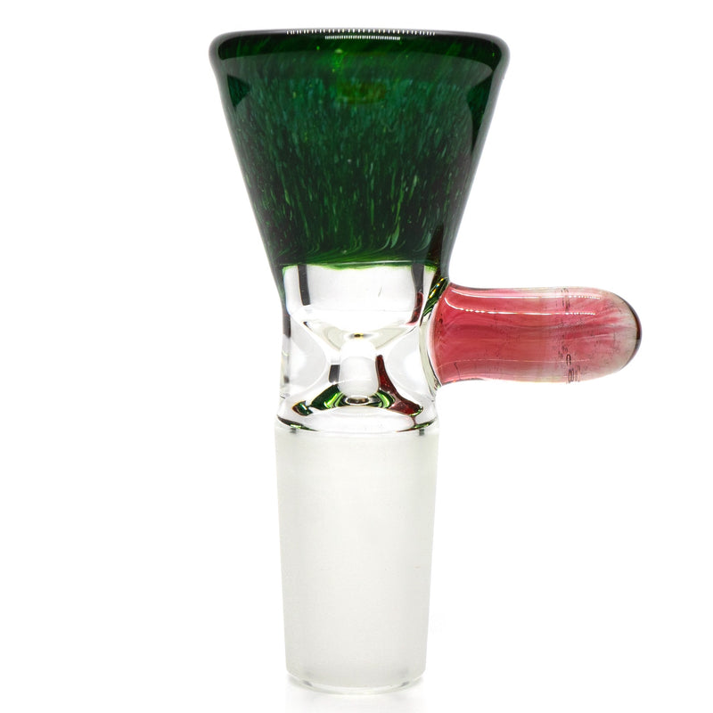 Unity Glassworks - Single Hole Martini Slide - 14mm - Exp. Green & Gold Ruby - The Cave