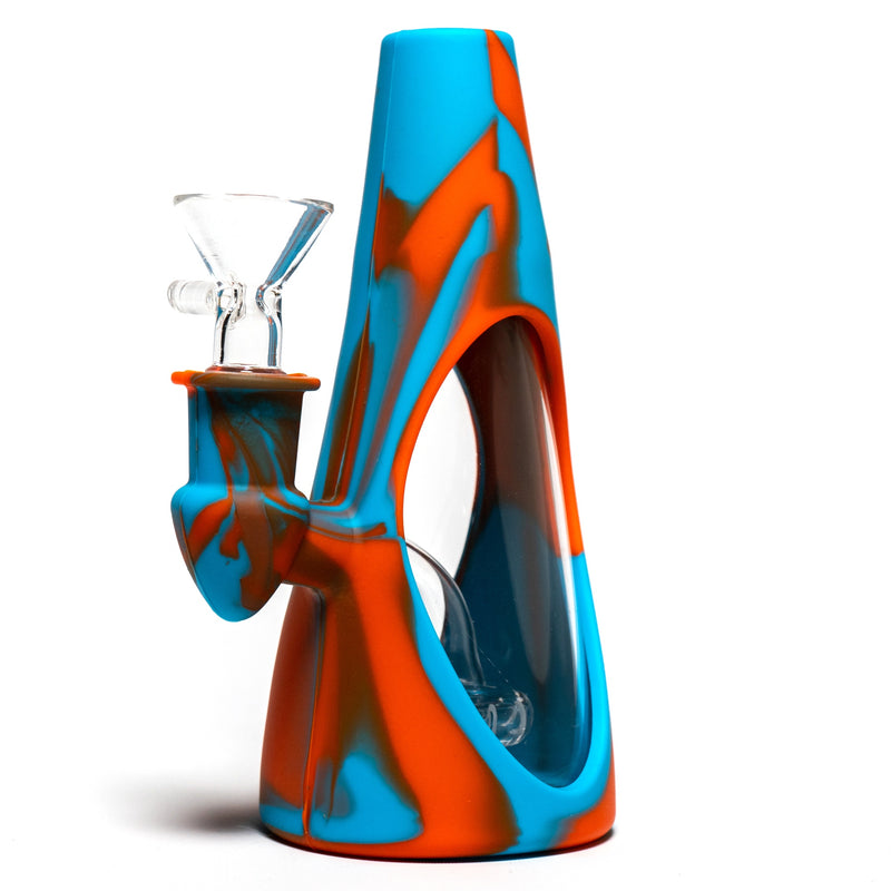 Shooters - 6" Silicone Cone Waterpipe - Blue & Orange - The Cave