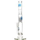 ZOB Glass - 18" Straight Zobello to 8 Arm Tree Perc - Pyramids Label - Blue & Sandblast - The Cave