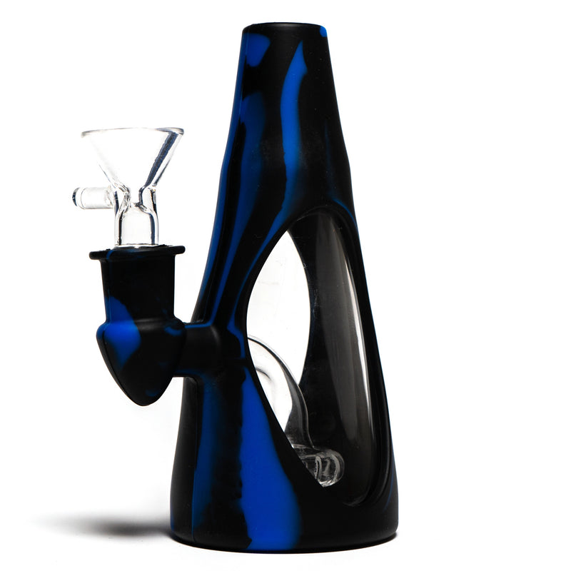 Shooters - 6" Silicone Cone Waterpipe - Black & Blue - The Cave