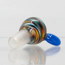 K2 Glass - Worked Slide - 14mm - Fire & Ice Wag w/ Blue Cheese Handle - The Cave