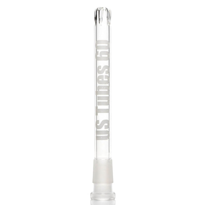 US Tubes - 18/14mm Female 5 Slit Downstem 6.0" - Clear w/ White Label - The Cave